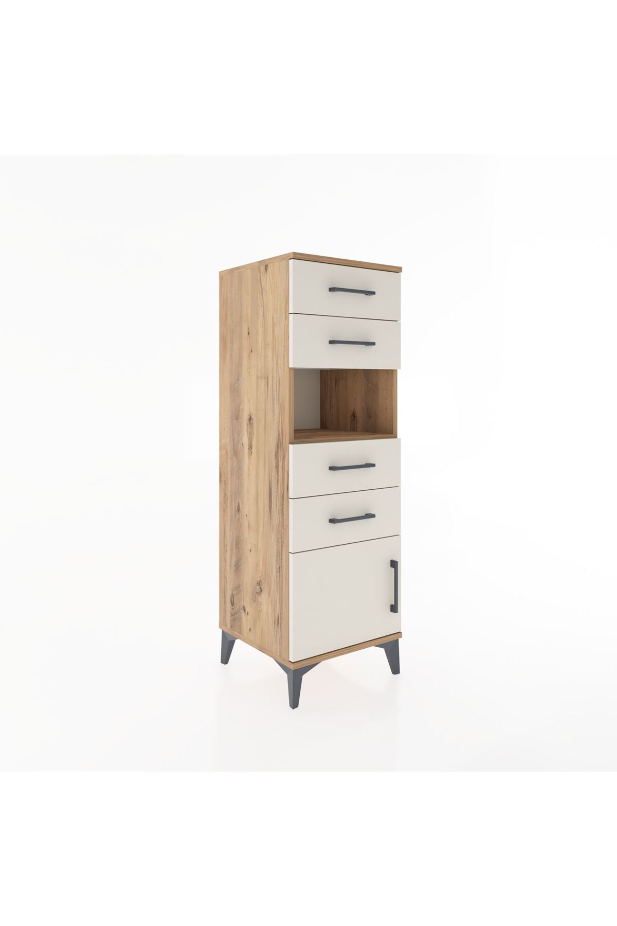 Hyperion Dolap Tek Raflı 4 Çekmeceli Tek Kapaklı 44x44x134 Çam-Aytaşı