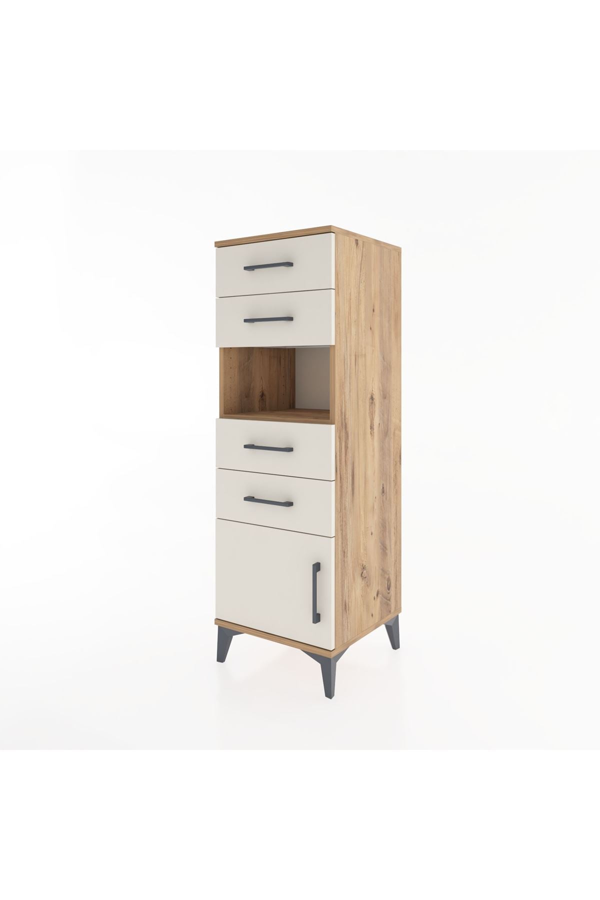 Hyperion Dolap Tek Raflı 4 Çekmeceli Tek Kapaklı 44x44x134 Çam-Aytaşı