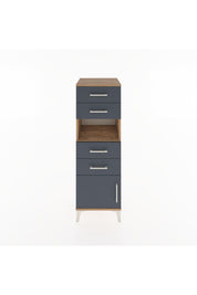 Hyperion Dolap Tek Raflı 4 Çekmeceli Tek Kapaklı 44x44x134 Çam-Antrasit