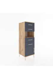 Hyperion Dolap Tek Raflı 4 Çekmeceli Tek Kapaklı 44x44x134 Çam-Antrasit