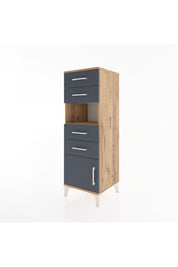 Hyperion Dolap Tek Raflı 4 Çekmeceli Tek Kapaklı 44x44x134 Çam-Antrasit