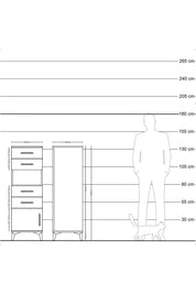 Hyperion Dolap Tek Raflı 4 Çekmeceli Tek Kapaklı 44x44x134 Çam-Antrasit