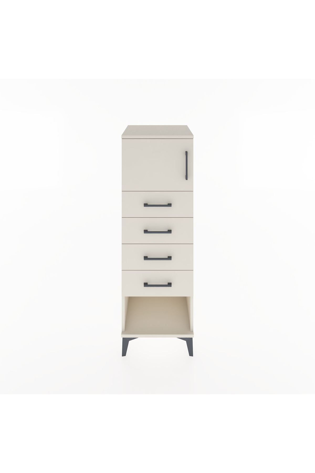 Hyperion Dolap Tek Raflı 4 Çekmeceli Tek Kapaklı 44x44x134 Aytaşı-Aytaşı