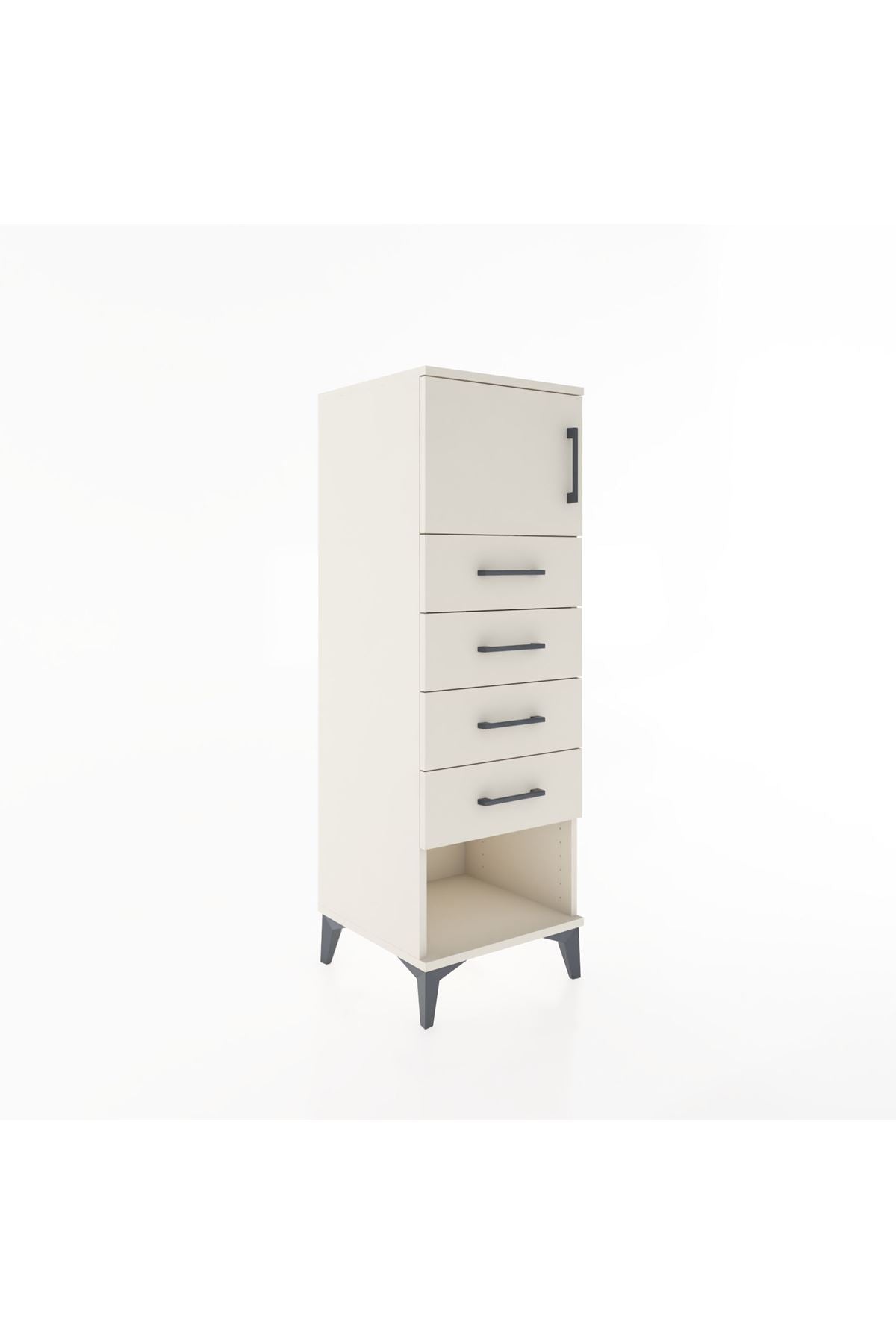 Hyperion Dolap Tek Raflı 4 Çekmeceli Tek Kapaklı 44x44x134 Aytaşı-Aytaşı