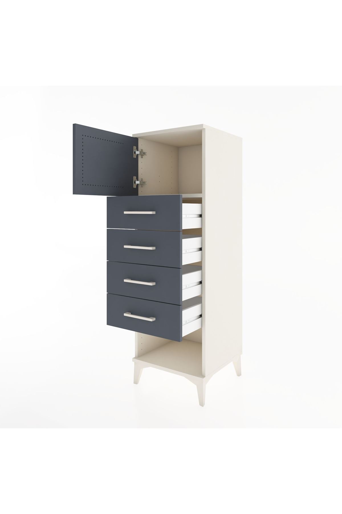 Hyperion Dolap Tek Raflı 4 Çekmeceli Tek Kapaklı 44x44x134 Aytaşı-Antrasit