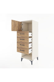 Hyperion Dolap Tek Raflı 4 Çekmeceli Tek Kapaklı 44x44x134 Aytaşı-Çam