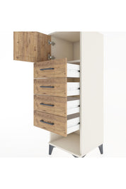 Hyperion Dolap Tek Raflı 4 Çekmeceli Tek Kapaklı 44x44x134 Aytaşı-Çam