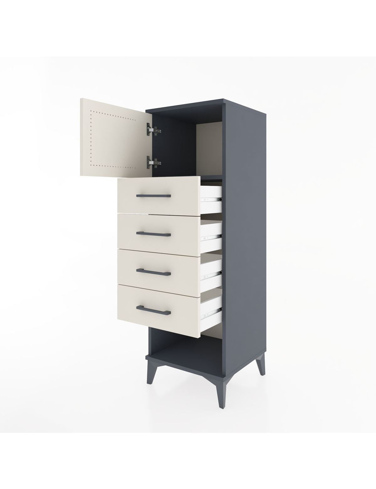 Hyperion Dolap Tek Raflı 4 Çekmeceli Tek Kapaklı 44x44x134 - S49M061V4B