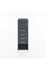 Hyperion Dolap Tek Raflı 4 Çekmeceli Tek Kapaklı 44x44x134 Antrasit-Antrasit