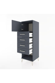 Hyperion Dolap Tek Raflı 4 Çekmeceli Tek Kapaklı 44x44x134 Antrasit-Antrasit