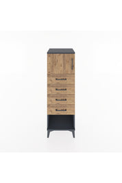 Hyperion Dolap Tek Raflı 4 Çekmeceli Tek Kapaklı 44x44x134 Antrasit-Çam