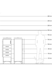 Hyperion Dolap Tek Raflı 4 Çekmeceli Tek Kapaklı 44x44x134 Çam-Antrasit