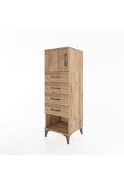 Hyperion Dolap Tek Raflı 4 Çekmeceli Tek Kapaklı 44x44x134 Çam-Çam