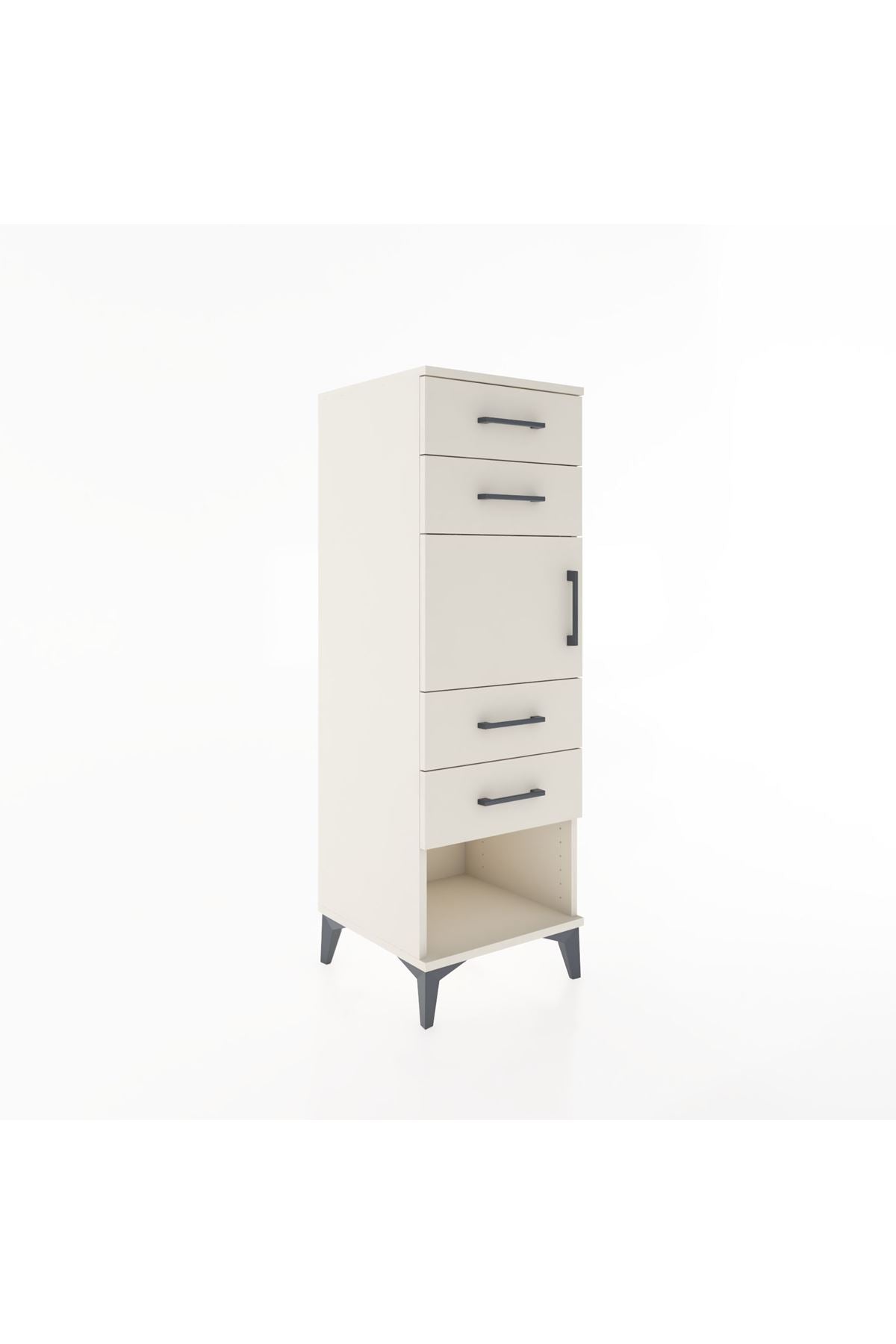 Hyperion Dolap Tek Raflı 4 Çekmeceli Tek Kapaklı 44x44x134 Aytaşı-Aytaşı