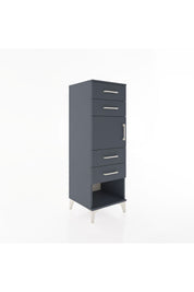 Hyperion Dolap Tek Raflı 4 Çekmeceli Tek Kapaklı 44x44x134 Antrasit-Antrasit
