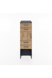 Hyperion Dolap Tek Raflı 4 Çekmeceli Tek Kapaklı 44x44x134 Antrasit-Çam