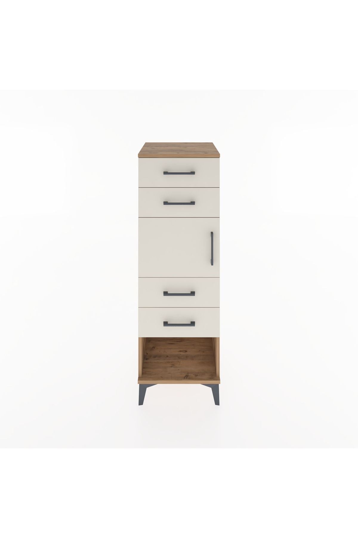 Hyperion Dolap Tek Raflı 4 Çekmeceli Tek Kapaklı 44x44x134 Çam-Aytaşı