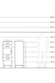 Hyperion Dolap Tek Raflı 4 Çekmeceli Tek Kapaklı 44x44x134 Çam-Antrasit