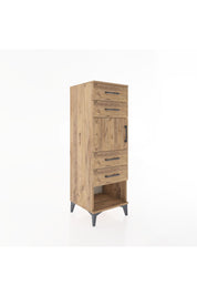 Hyperion Dolap Tek Raflı 4 Çekmeceli Tek Kapaklı 44x44x134 Çam-Çam