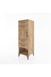 Hyperion Dolap Tek Raflı 4 Çekmeceli Tek Kapaklı 44x44x134 Çam-Çam