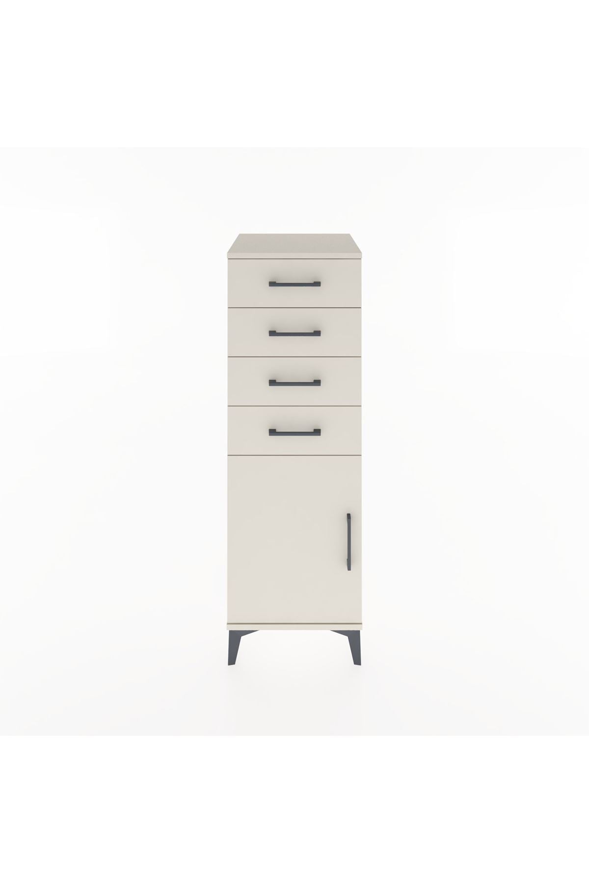 Hyperion Dolap Tek Raflı 4 Çekmeceli Tek Kapaklı 44x44x134 Aytaşı-Aytaşı