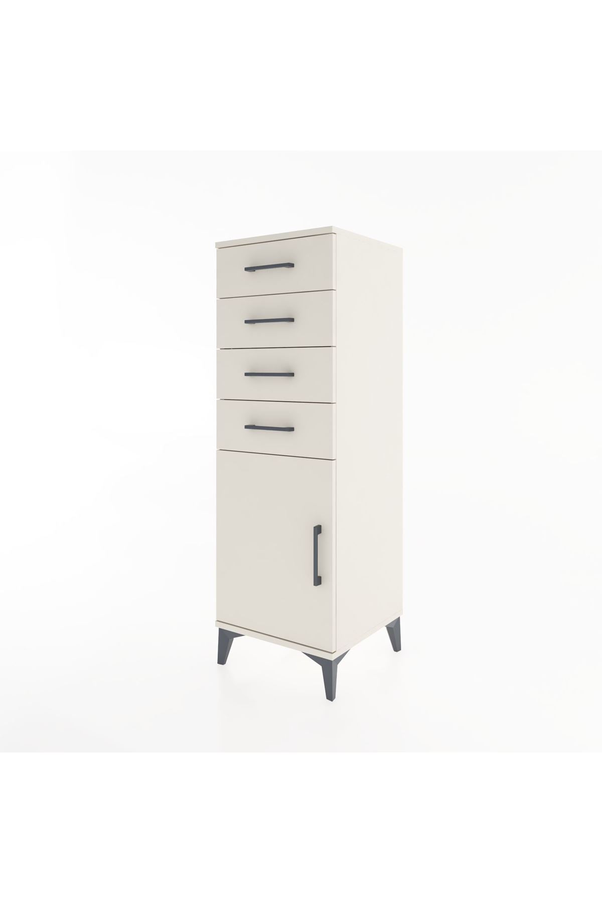 Hyperion Dolap Tek Raflı 4 Çekmeceli Tek Kapaklı 44x44x134 Aytaşı-Aytaşı