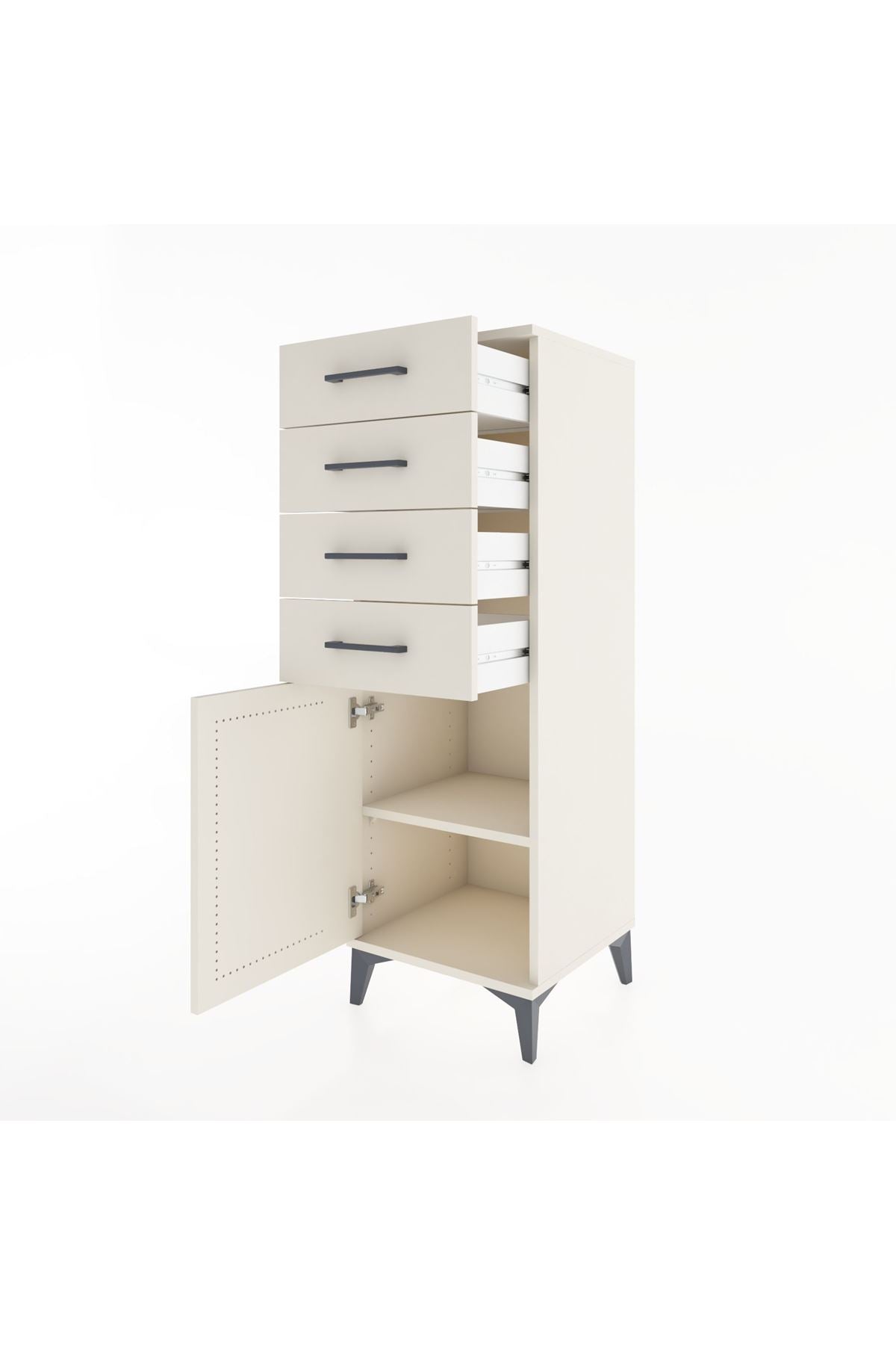 Hyperion Dolap Tek Raflı 4 Çekmeceli Tek Kapaklı 44x44x134 Aytaşı-Aytaşı