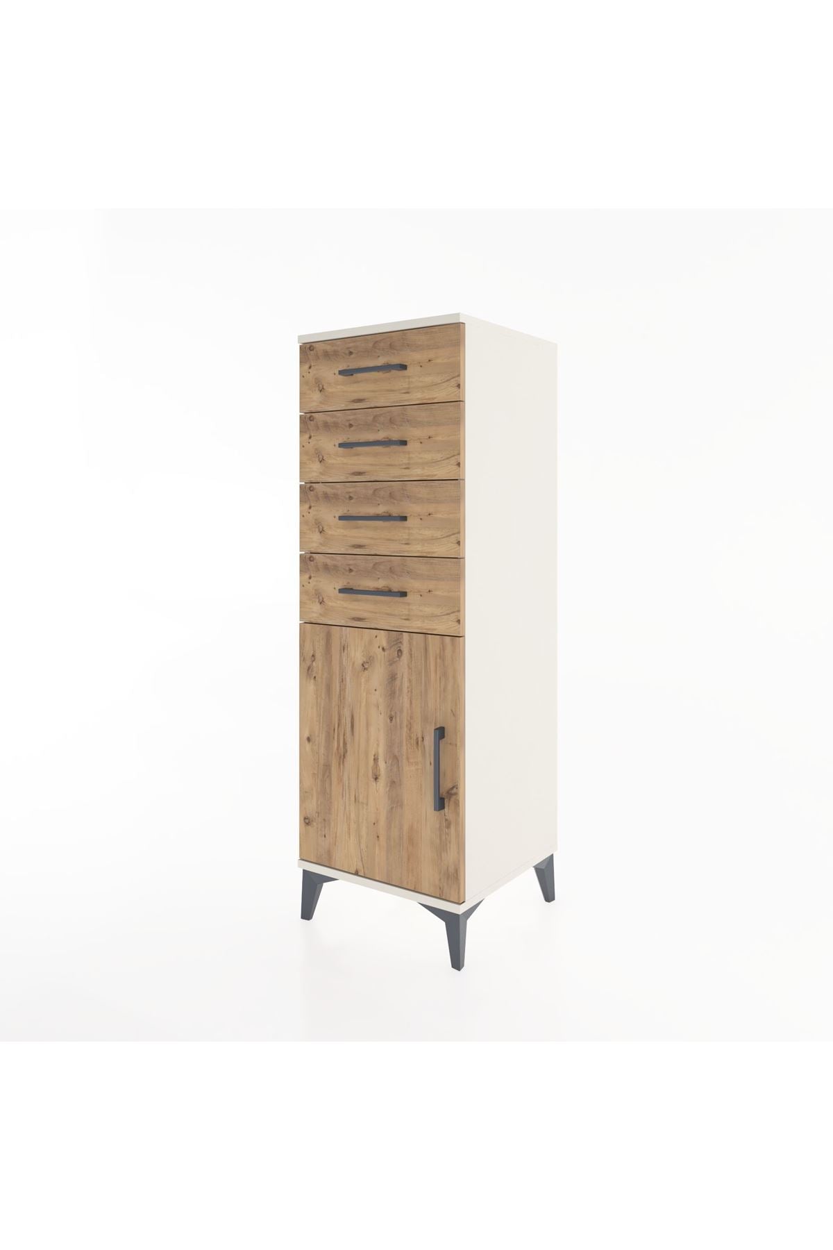 Hyperion Dolap Tek Raflı 4 Çekmeceli Tek Kapaklı 44x44x134 Aytaşı-Çam