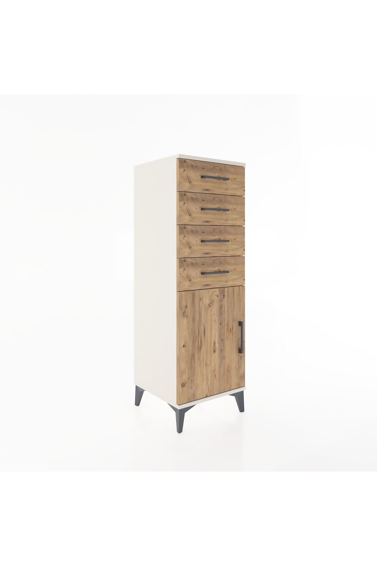 Hyperion Dolap Tek Raflı 4 Çekmeceli Tek Kapaklı 44x44x134 Aytaşı-Çam