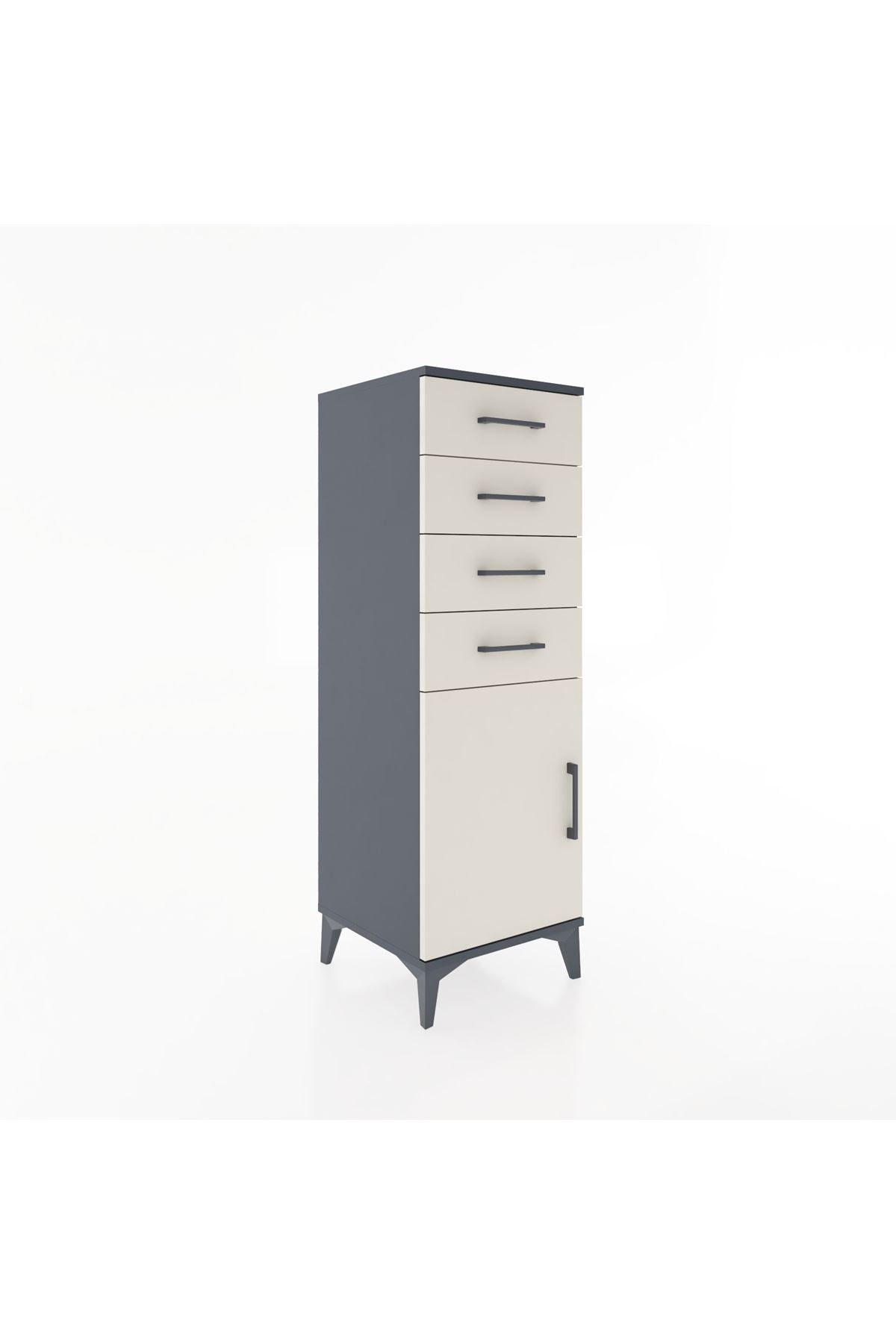 Hyperion Dolap Tek Raflı 4 Çekmeceli Tek Kapaklı 44x44x134 Antrasit-Aytaşı