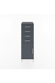 Hyperion Dolap Tek Raflı 4 Çekmeceli Tek Kapaklı 44x44x134 Antrasit-Antrasit