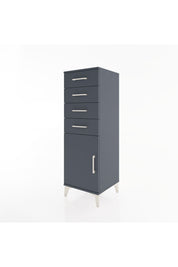 Hyperion Dolap Tek Raflı 4 Çekmeceli Tek Kapaklı 44x44x134 Antrasit-Antrasit