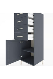 Hyperion Dolap Tek Raflı 4 Çekmeceli Tek Kapaklı 44x44x134 Antrasit-Antrasit
