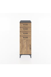 Hyperion Dolap Tek Raflı 4 Çekmeceli Tek Kapaklı 44x44x134 Antrasit-Çam