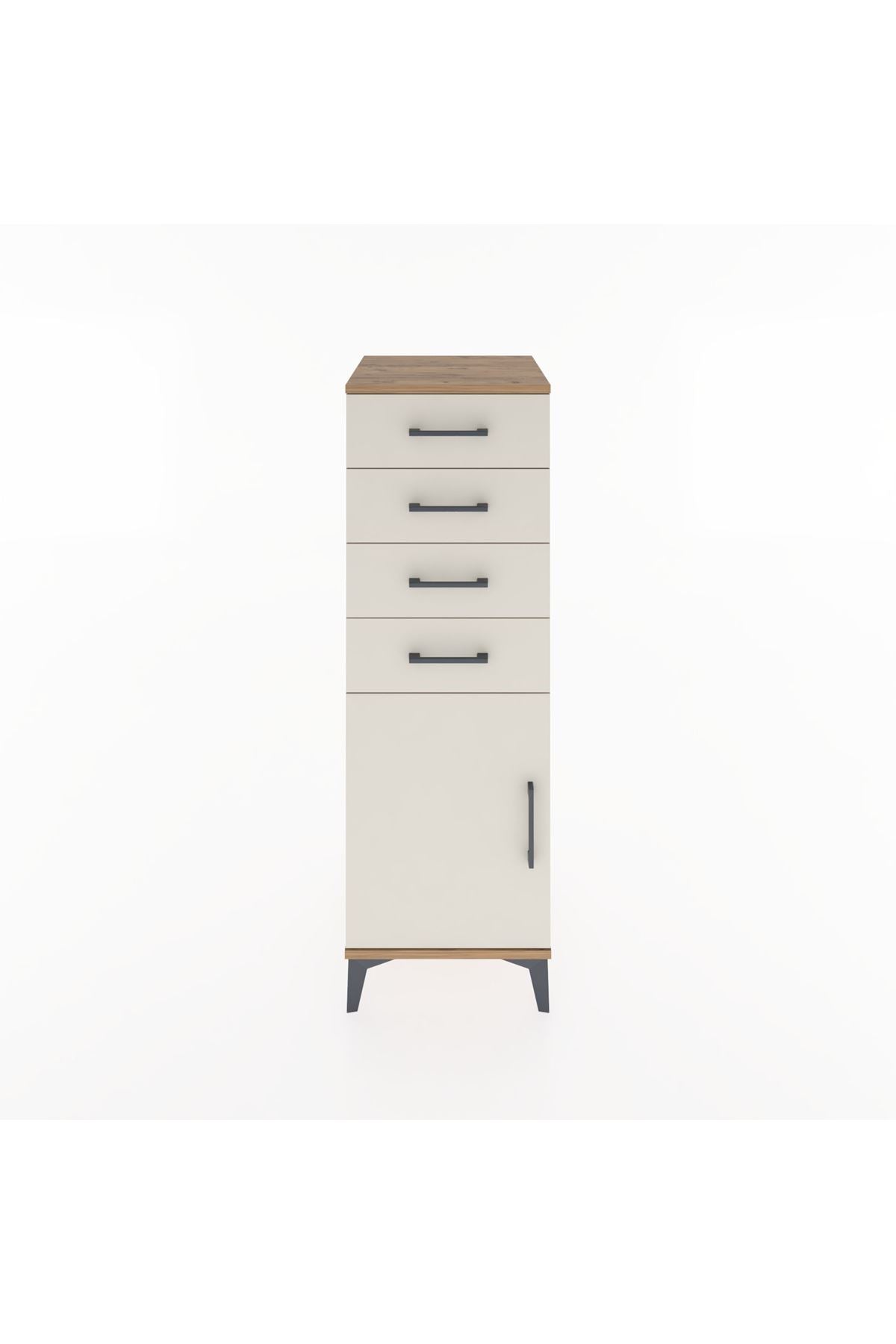 Hyperion Dolap Tek Raflı 4 Çekmeceli Tek Kapaklı 44x44x134 Çam-Aytaşı