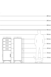 Hyperion Dolap Tek Raflı 4 Çekmeceli Tek Kapaklı 44x44x134 Antrasit-Çam