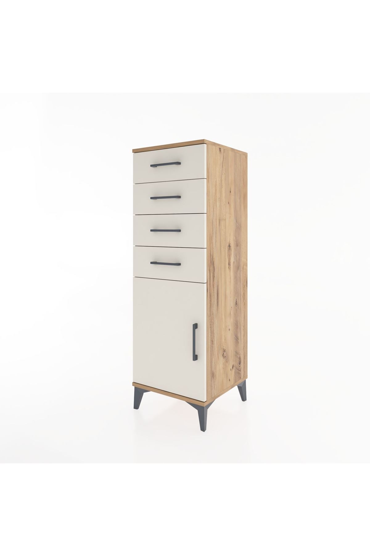 Hyperion Dolap Tek Raflı 4 Çekmeceli Tek Kapaklı 44x44x134 Çam-Aytaşı