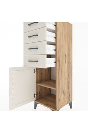 Hyperion Dolap Tek Raflı 4 Çekmeceli Tek Kapaklı 44x44x134 Çam-Aytaşı