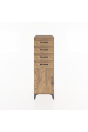 Hyperion Dolap Tek Raflı 4 Çekmeceli Tek Kapaklı 44x44x134 Çam-Çam