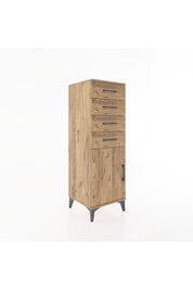Hyperion Dolap Tek Raflı 4 Çekmeceli Tek Kapaklı 44x44x134 Çam-Çam