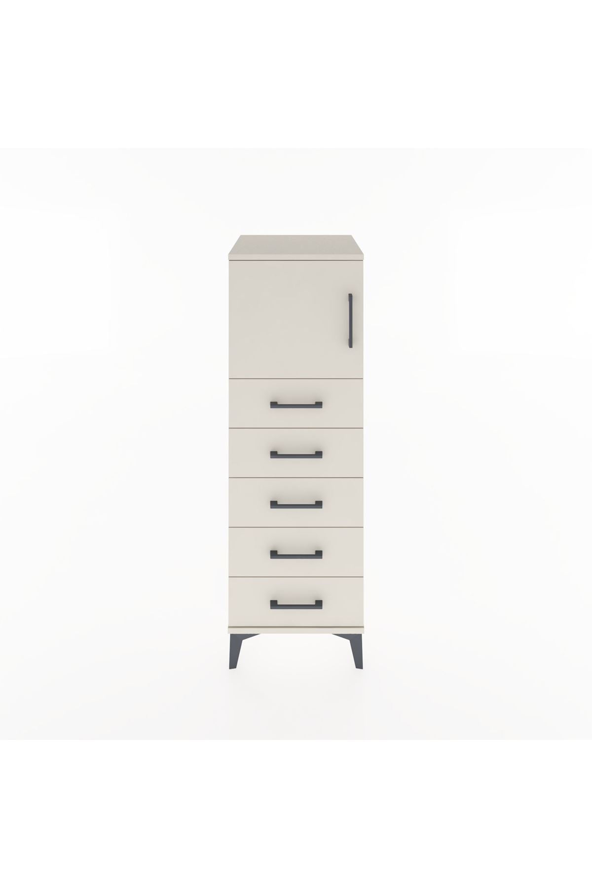 Hyperion Dolap Tek Raflı 5 Çekmeceli Tek Kapaklı 44x44x134 Aytaşı-Aytaşı