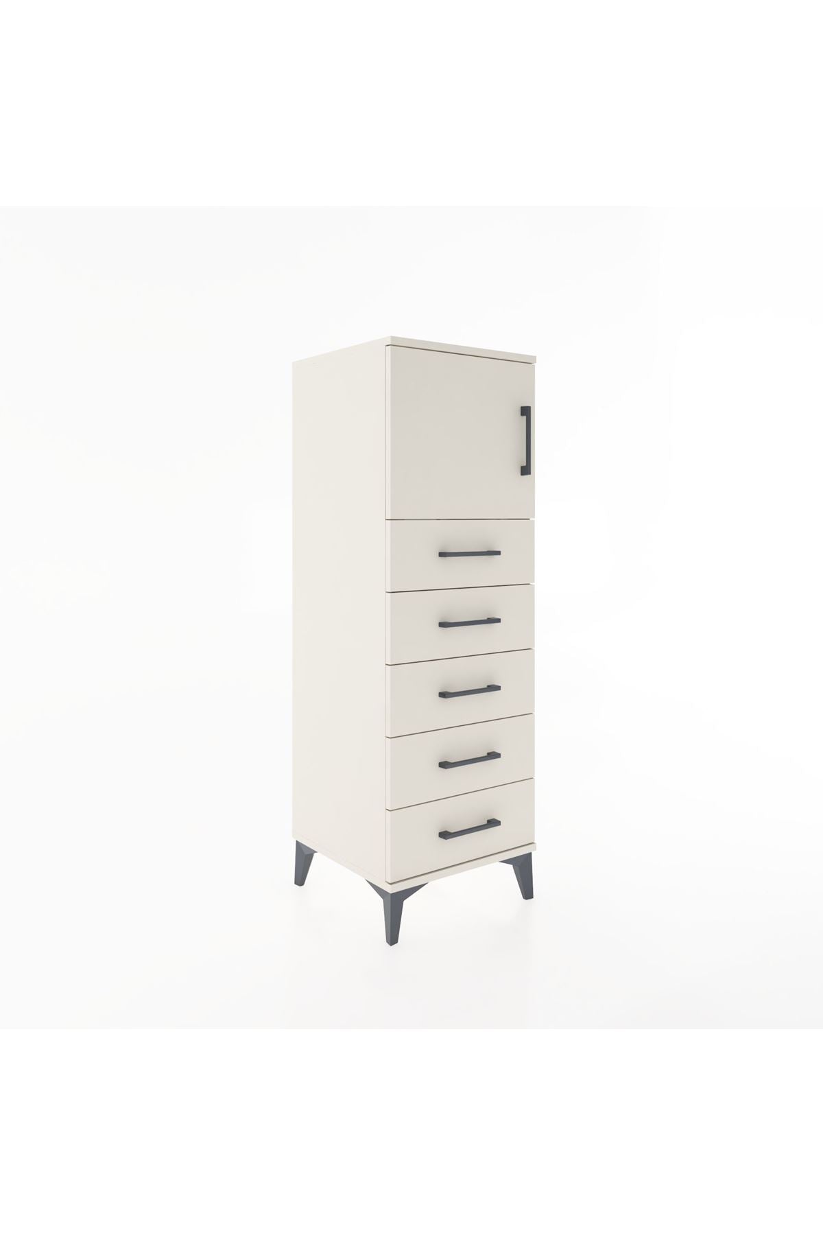 Hyperion Dolap Tek Raflı 5 Çekmeceli Tek Kapaklı 44x44x134 Aytaşı-Aytaşı