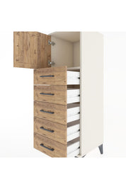 Hyperion Dolap Tek Raflı 5 Çekmeceli Tek Kapaklı 44x44x134 Aytaşı-Çam