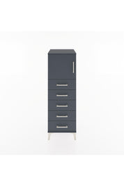 Hyperion Dolap Tek Raflı 5 Çekmeceli Tek Kapaklı 44x44x134 Antrasit-Antrasit