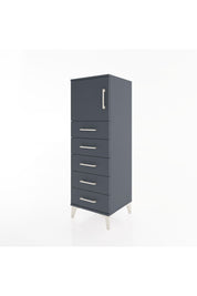 Hyperion Dolap Tek Raflı 5 Çekmeceli Tek Kapaklı 44x44x134 Antrasit-Antrasit