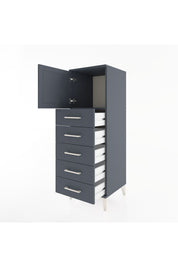 Hyperion Dolap Tek Raflı 5 Çekmeceli Tek Kapaklı 44x44x134 Antrasit-Antrasit