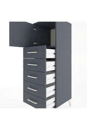 Hyperion Dolap Tek Raflı 5 Çekmeceli Tek Kapaklı 44x44x134 Antrasit-Antrasit