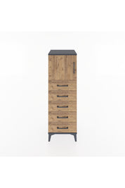 Hyperion Dolap Tek Raflı 5 Çekmeceli Tek Kapaklı 44x44x134 Antrasit-Çam