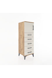Hyperion Dolap Tek Raflı 5 Çekmeceli Tek Kapaklı 44x44x134 Çam-Aytaşı