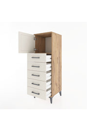 Hyperion Dolap Tek Raflı 5 Çekmeceli Tek Kapaklı 44x44x134 Çam-Aytaşı